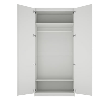Kahs White Wooden 2 Door Storage Wardrobe Gold Handles