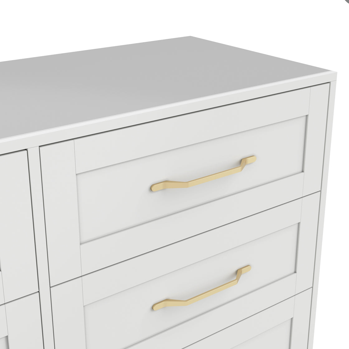 Kahs White Wooden 6 Drawer Storage Chest Gold Handles