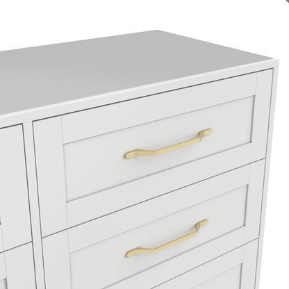 Kahs White Wooden 6 Drawer Storage Chest Gold Handles