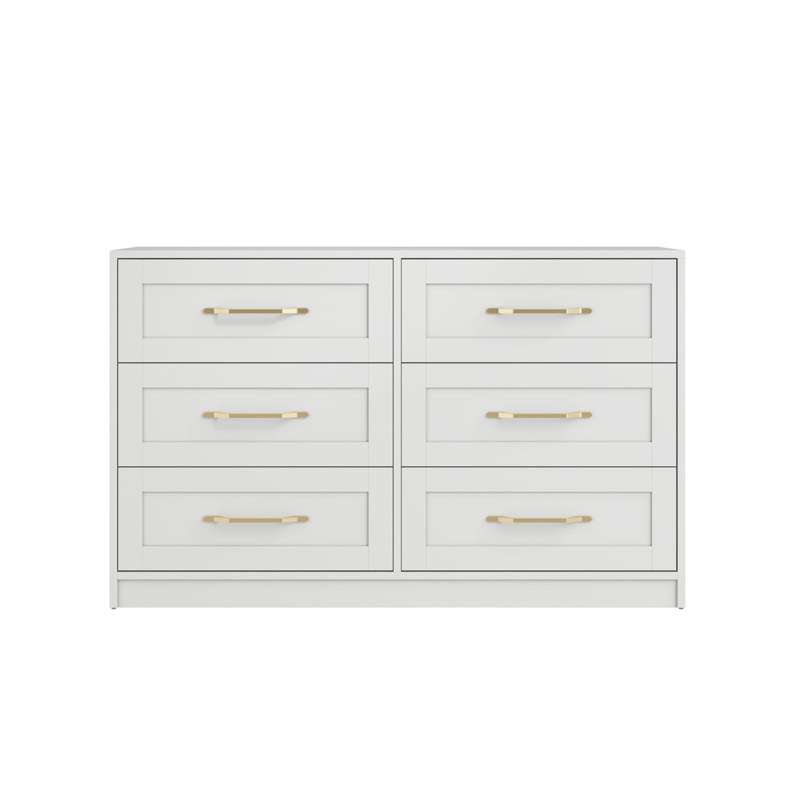 Kahs White Wooden 6 Drawer Storage Chest Gold Handles
