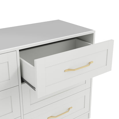 Kahs White Wooden 6 Drawer Storage Chest Gold Handles