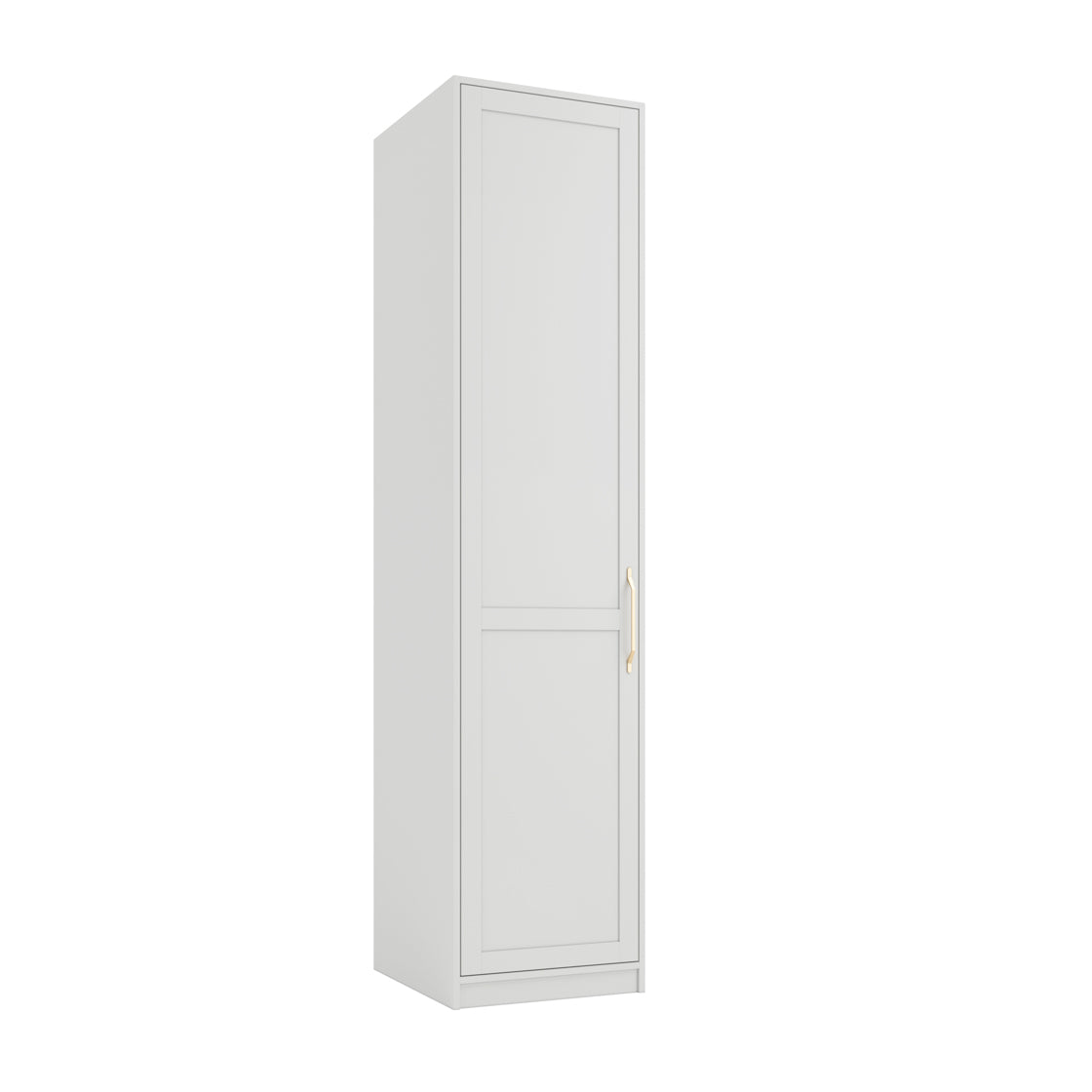 Kahs White Wooden 1 Door Storage Wardrobe Gold Handles