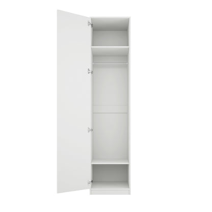 Kahs White Wooden 1 Door Storage Wardrobe Gold Handles
