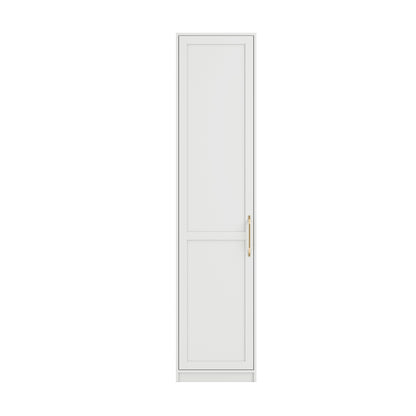 Kahs White Wooden 1 Door Storage Wardrobe Gold Handles