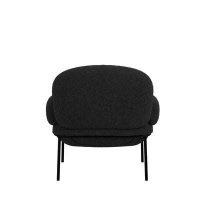 Tritta Curved Black Sherpa Boucle Chair Black Metal Legs