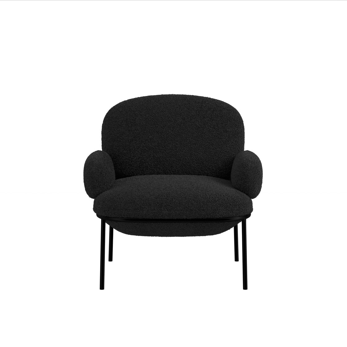 Tritta Curved Black Sherpa Boucle Chair Black Metal Legs