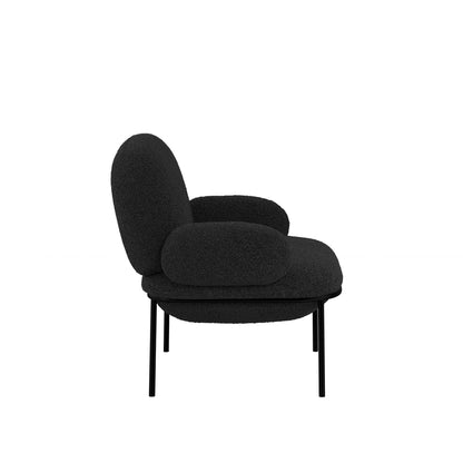 Tritta Curved Black Sherpa Boucle Chair Black Metal Legs