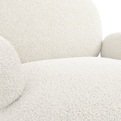 Tritta Curved Ivory Sherpa Boucle Chair Black Metal Legs