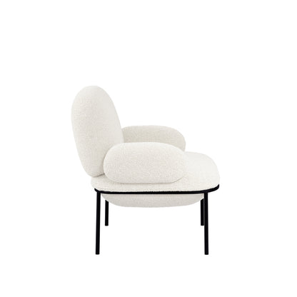 Tritta Curved Ivory Sherpa Boucle Chair Black Metal Legs
