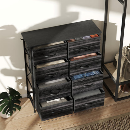 Elzi Fabric And Metal Black 8 Drawer Storage Chest