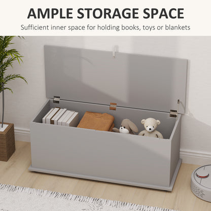Fito Vima Grey Wood Storage Trunk With Flip Top Lid And Safety Hinges 113 Litre
