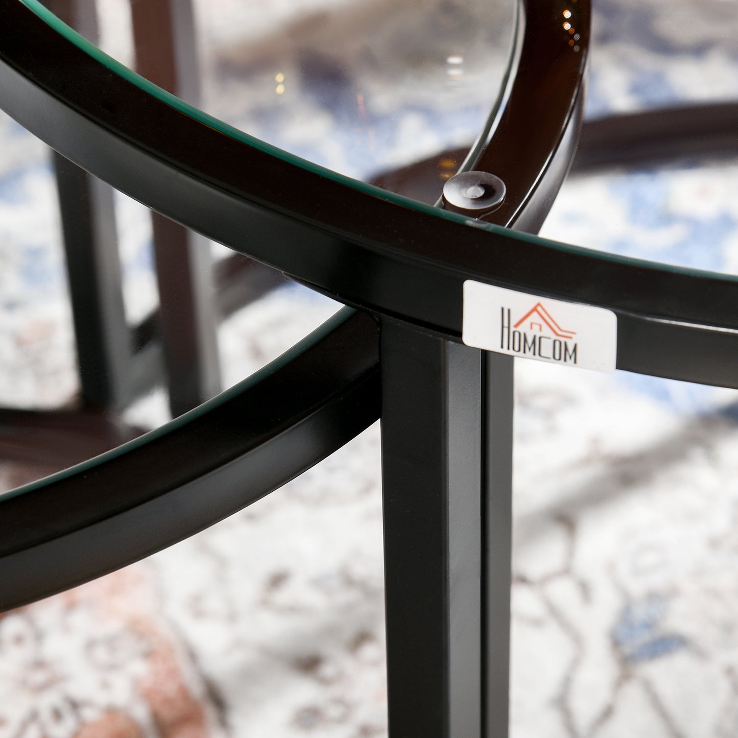 Nase Black Metal And Glass Clear Set Of 2 Nesting Coffee Tables