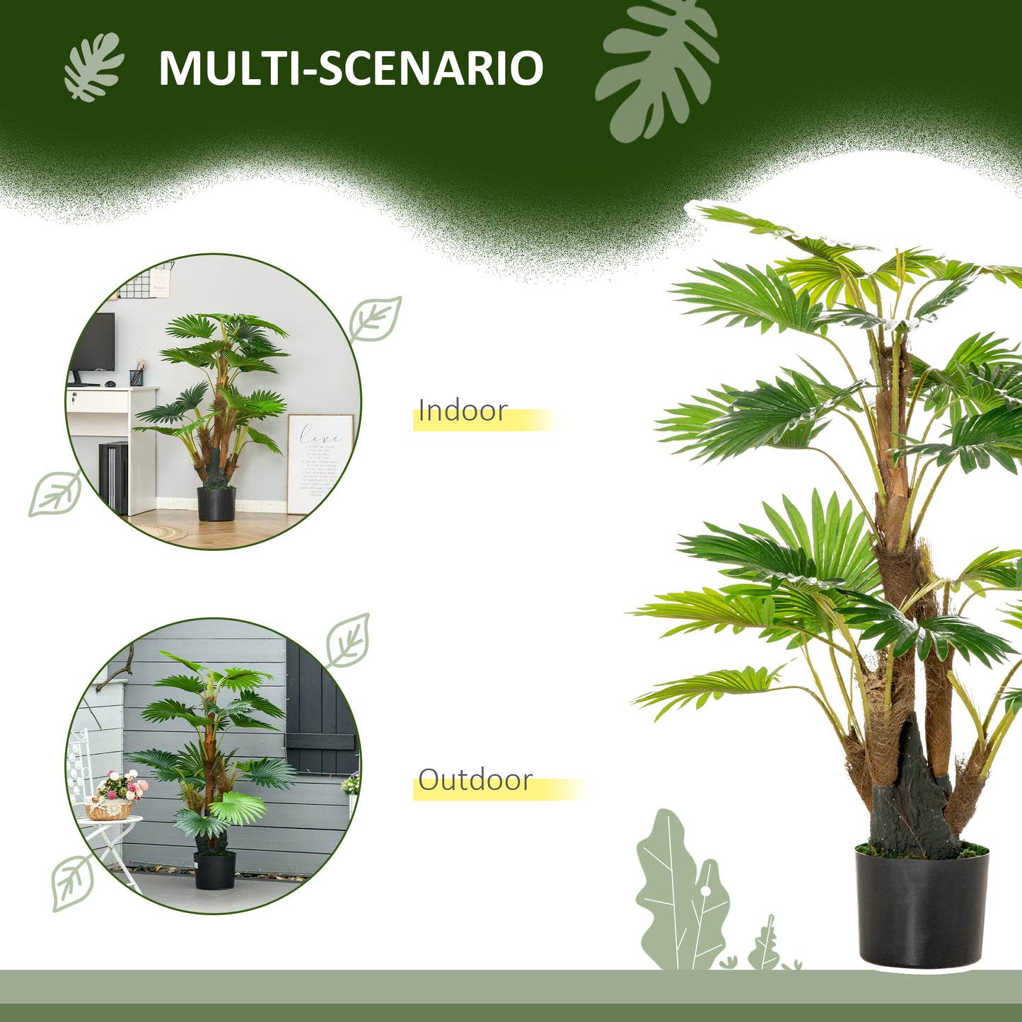Halu Leve Pair Of Artificial Palm Style Trees In Pots H8 135cm