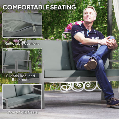 Nabatove Grey Wood 4 Seater Outdoor Garden Furniture Set With Cushions