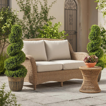 Faha Set Of 2 Artificial Spiral Boxwood Topiary Trees In Pots 90cm