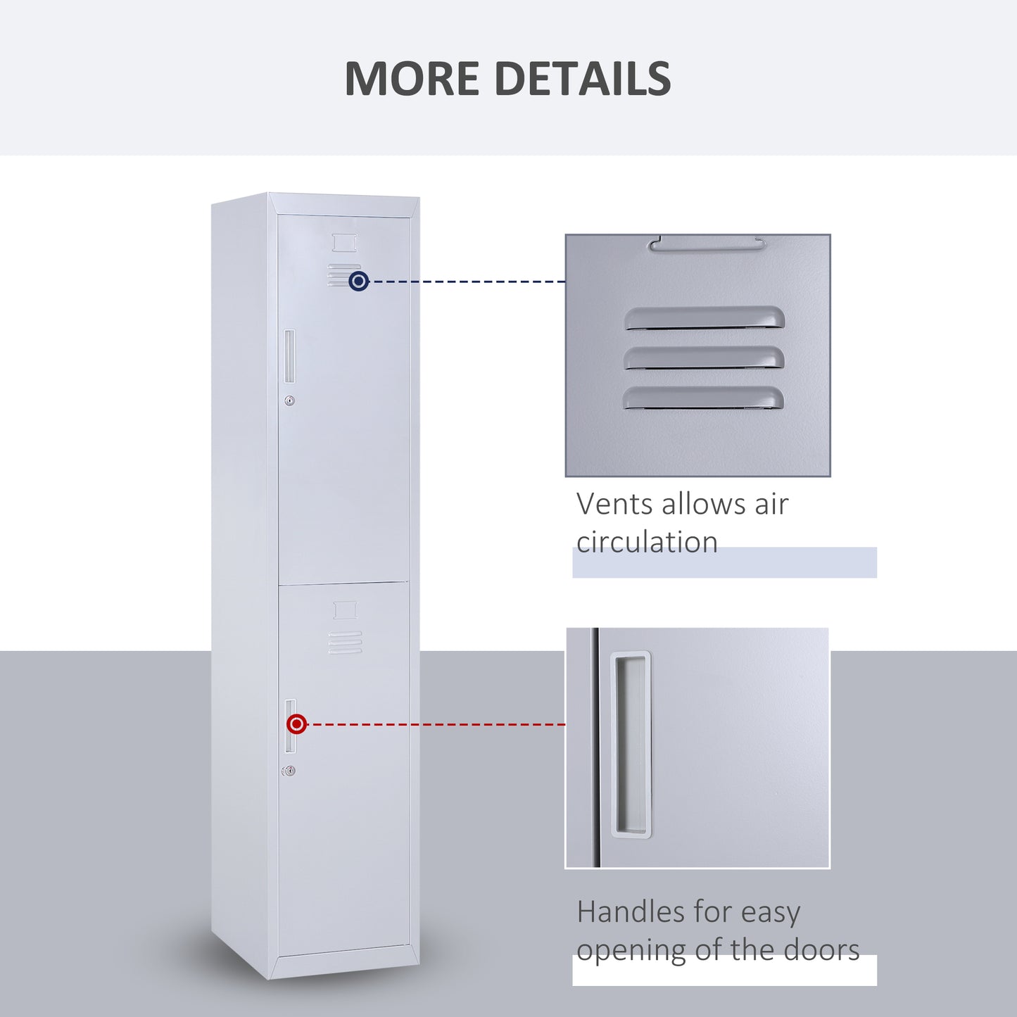 Marino 180cm Light Grey Metal Tall Locker Storage Cabinet With Internal Shelves