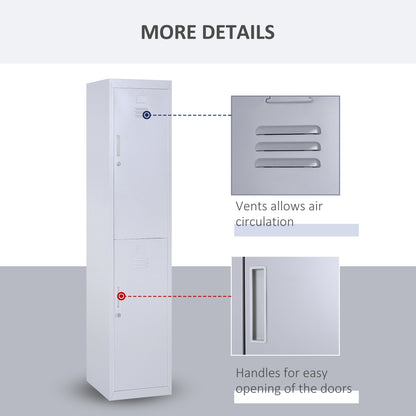 Marino 180cm Light Grey Metal Tall Locker Storage Cabinet With Internal Shelves