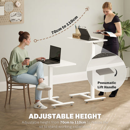 Nelone White Laptop Stand Adjustable Standing Desk On Wheels