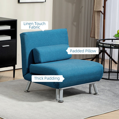 Lavili Keno Linen Look Blue Single Sleeper Chair