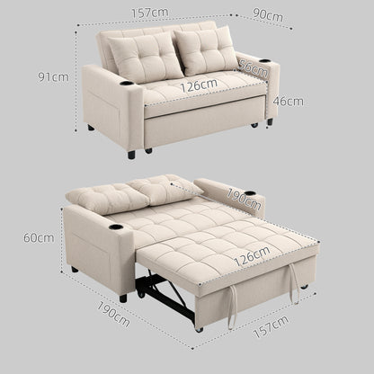 Kari Fabric Beige 2 Seater Pull Out Sofa Bed