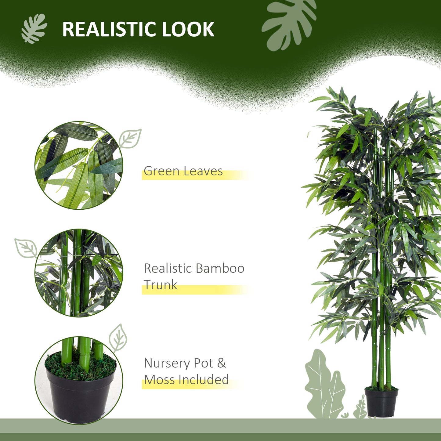 Marifa Artificial Bamboo Style Tree In Pot For Interior Planters And Office Spaces