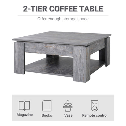 Rebane Wood Effect Grey 2 Tier Coffee Table With Lower Storage Shelf