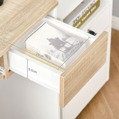 Vali 80cm Wooden Oak Compact Desk With Keyboard Tray And Drawer
