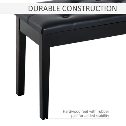 Milara Faux Leather Black Upholstered Piano Bench With Storage Compartment Diamond Tufted Lid