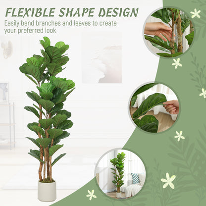 Toelna Artificial Fiddle Leaf Fig Style Tree With Broad Leaves H8 150cm Green