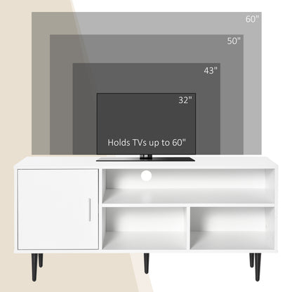 Satazi 120cm Wooden White TV Storage Unit 1 Drawer Open Shelving For Screens Up To 60 Inches