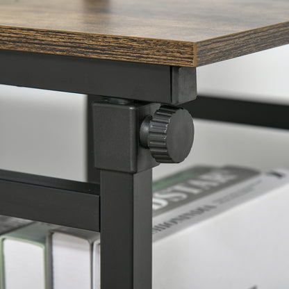 Comiro Metal Black Industrial Sofa Side Table With 3 Tier Shelves with Lockable Wheels