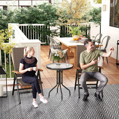 Nabaha Veel Rattan Brown Folding Garden Dining Chairs Set Of 2 With 5 Position Recline And Wood Armrests