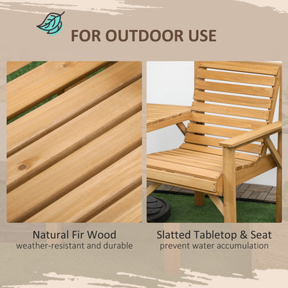 Moha Naturla Wood Garden Bistro Set Love Seat With Coffee Table And Parasol Hole Bench Set