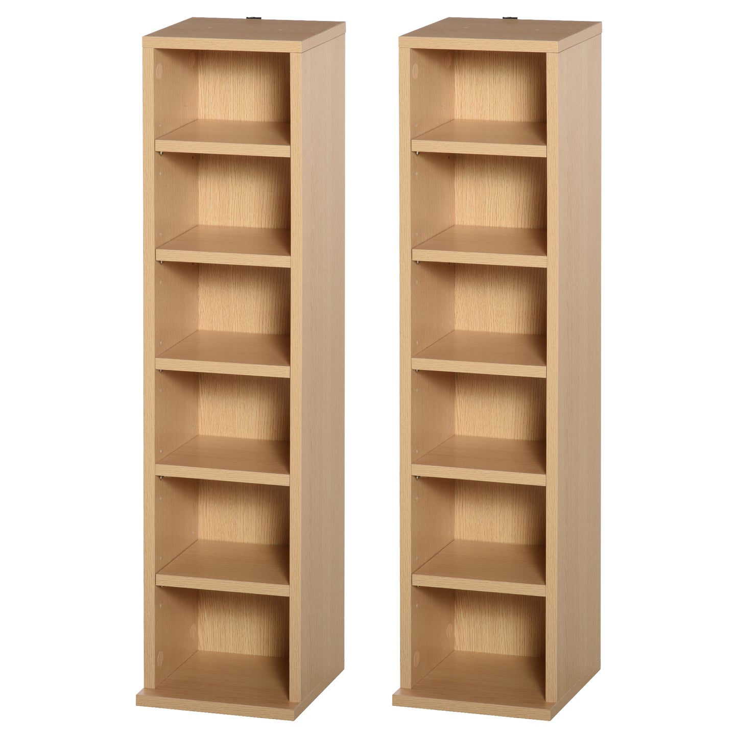 Vave Wood Natural Finish Set Of 2 CD And Blu Ray Media Storage Towers With Adjustable Shelves