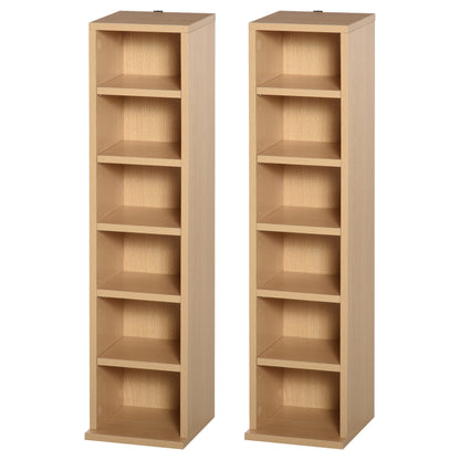 Vave Wood Natural Finish Set Of 2 CD And Blu Ray Media Storage Towers With Adjustable Shelves