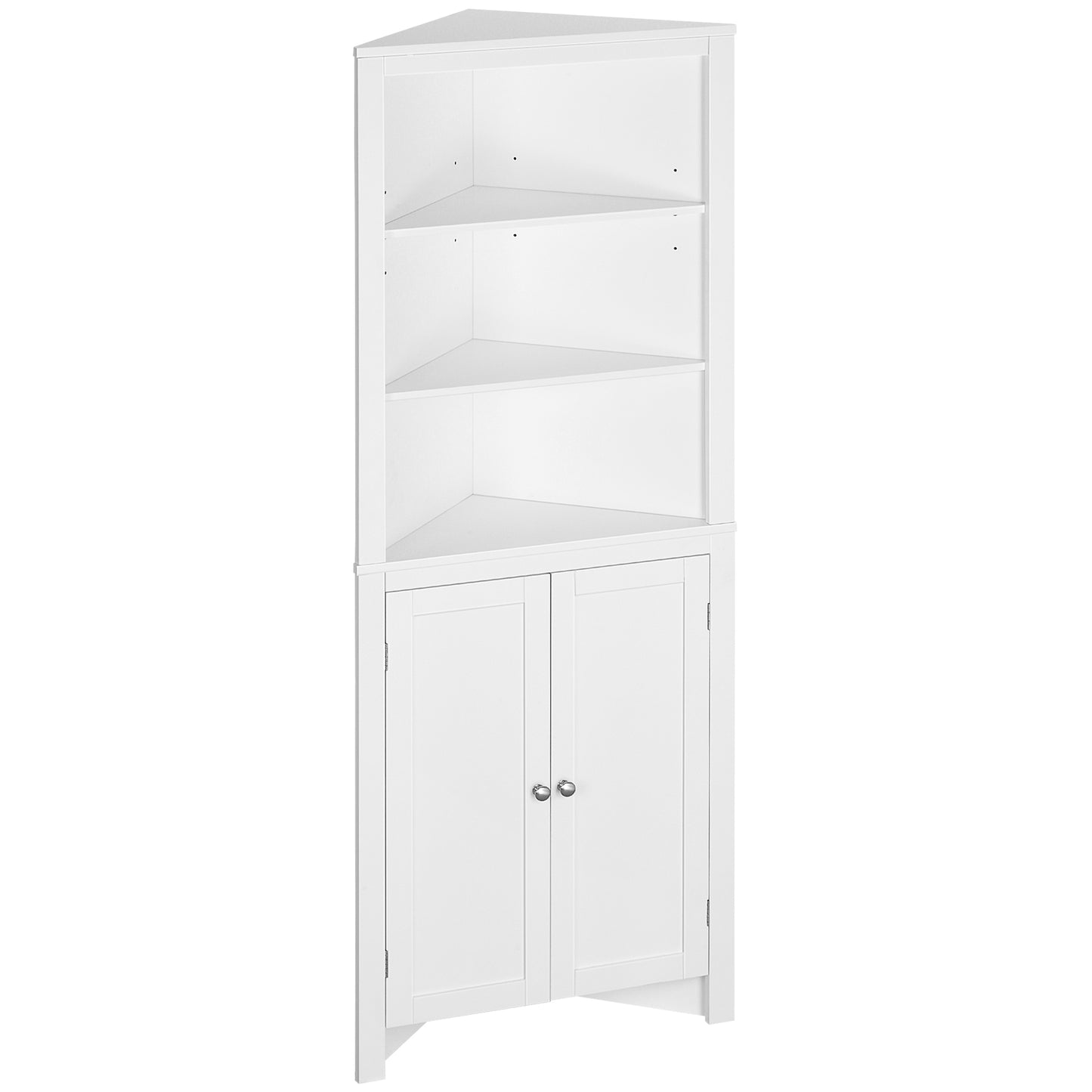 Dole Corner Bathroom Storage Cabinet With Cupboard And 3 Tier Shelves White