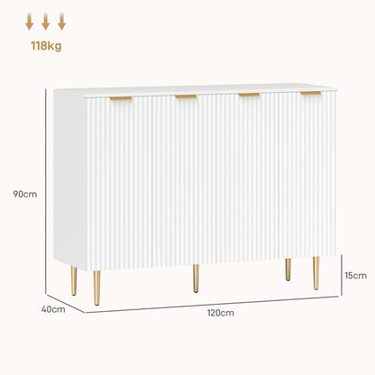 Vinotti Wooden White 4 Door Sideboard 4 Doors 2 Shelves