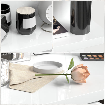 Sora Nico High Gloss White Bedside Table With 2 Drawers And Shelves