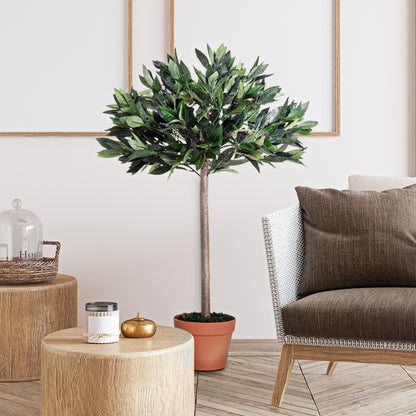 Niladi Artificial Olive Style Tree In Green With Orange Accent Pot For Interior Decor