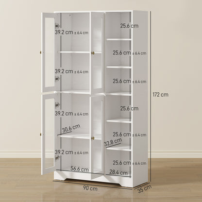 Samalo Wooden White Wood Effect Kitchen Storage Cabinet With Glass Doors