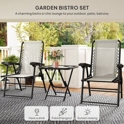 Diroke Metal Cream White 3 Piece Garden Table And Chair Bistro Set
