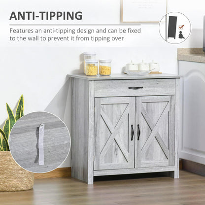 Toro Noyo Grey Wood Farmhouse Style Sideboard With Sliding Barn Doors