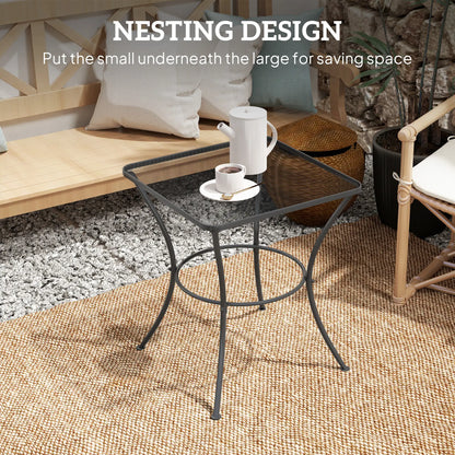 Metal Black Square Outdoor Bistro Table With Mesh Top 60 cm