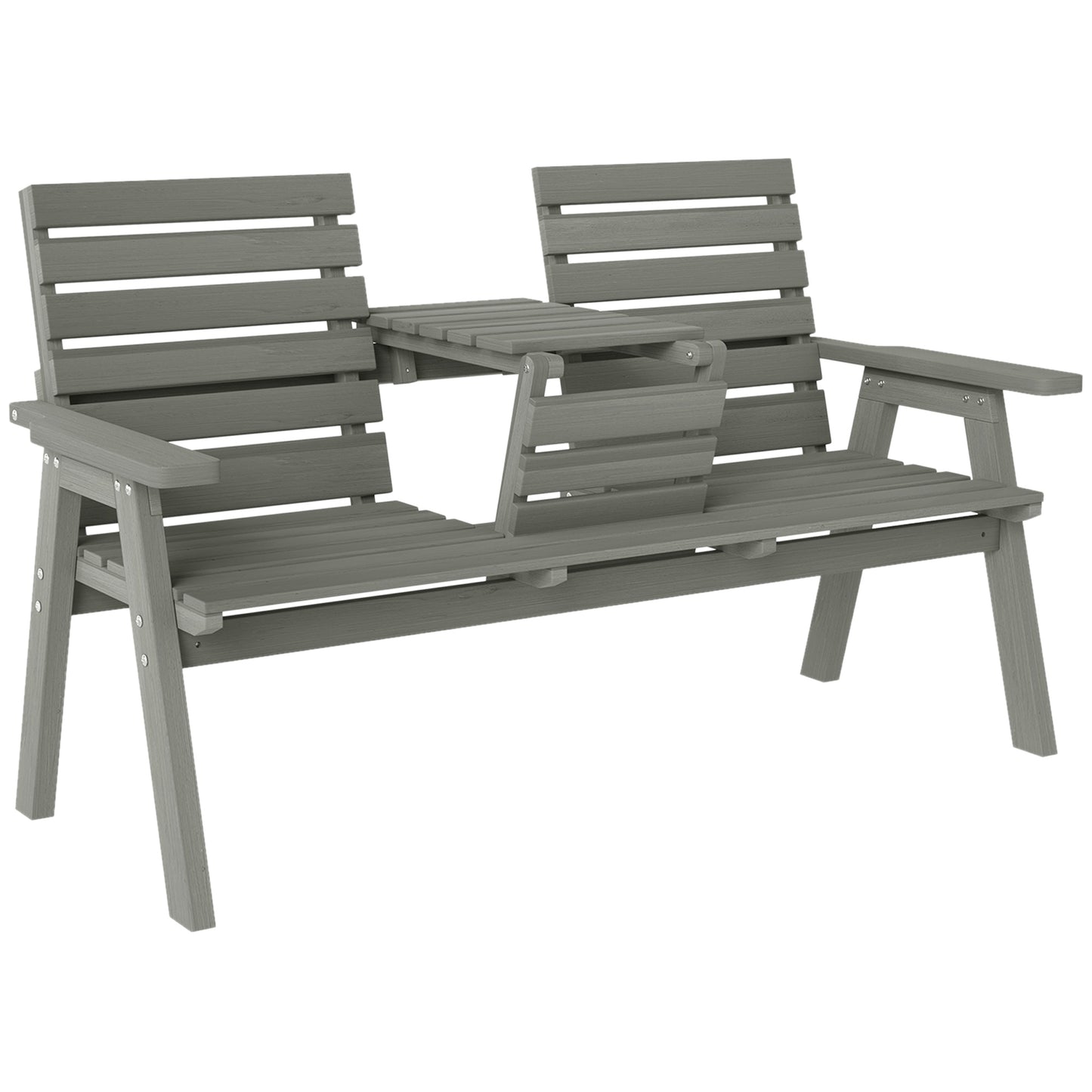 Loke Fir Wood Grey Convertible Outdoor Bench Expanding From 2 To 3 Seats