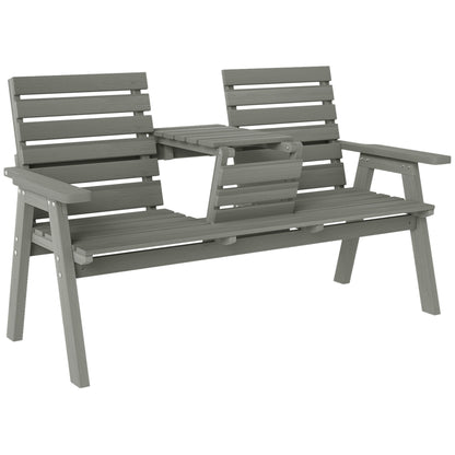 Loke Fir Wood Grey Convertible Outdoor Bench Expanding From 2 To 3 Seats