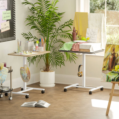 Noyoti White And Wood Effect Adjustable Laptop Stand Desk