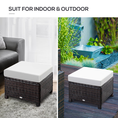 Molo Rattan Brown Square Outdoor Footstool With Padded Cushion