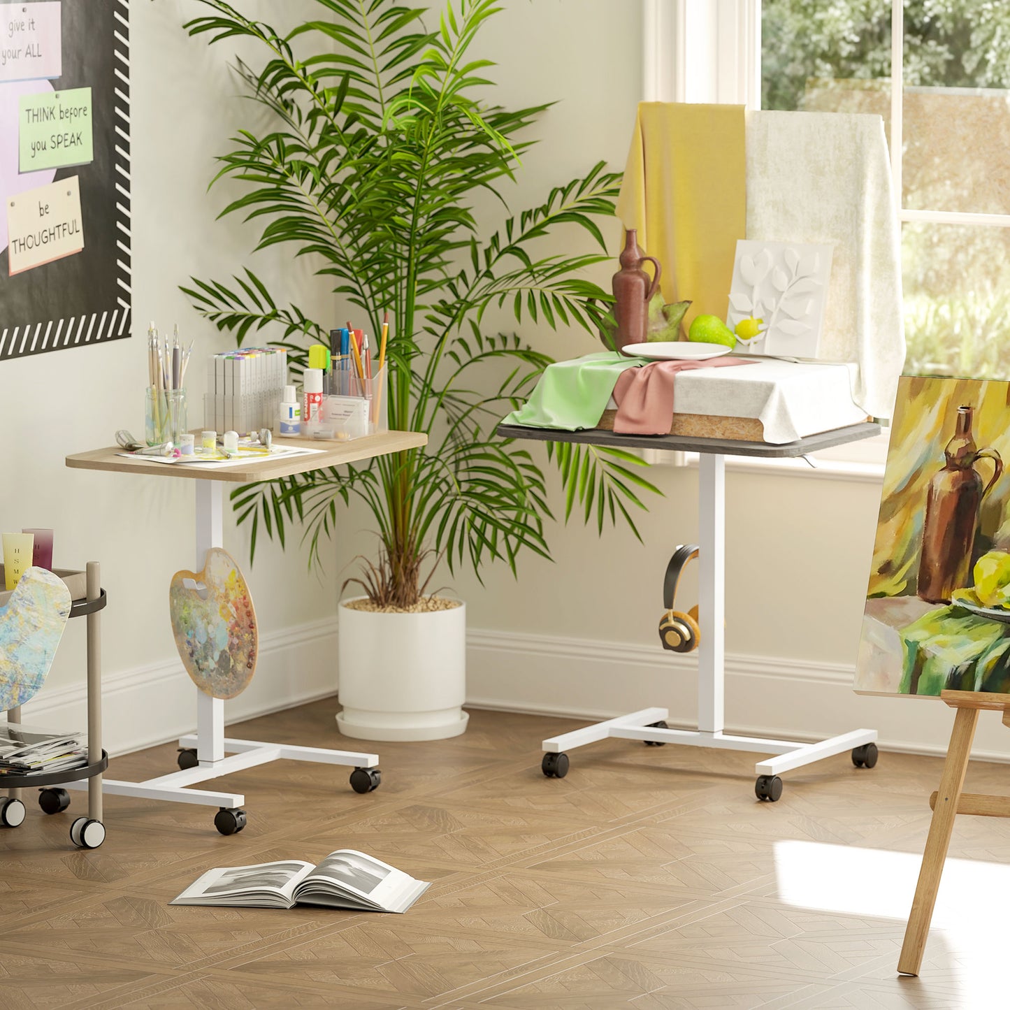 Torael White And Grey Adjustable Laptop Stand Desk
