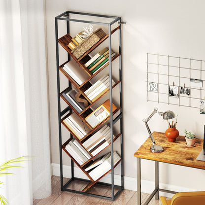 Dico Metal And Wood Black And Brown 10 Tier Industrial Display Bookcase