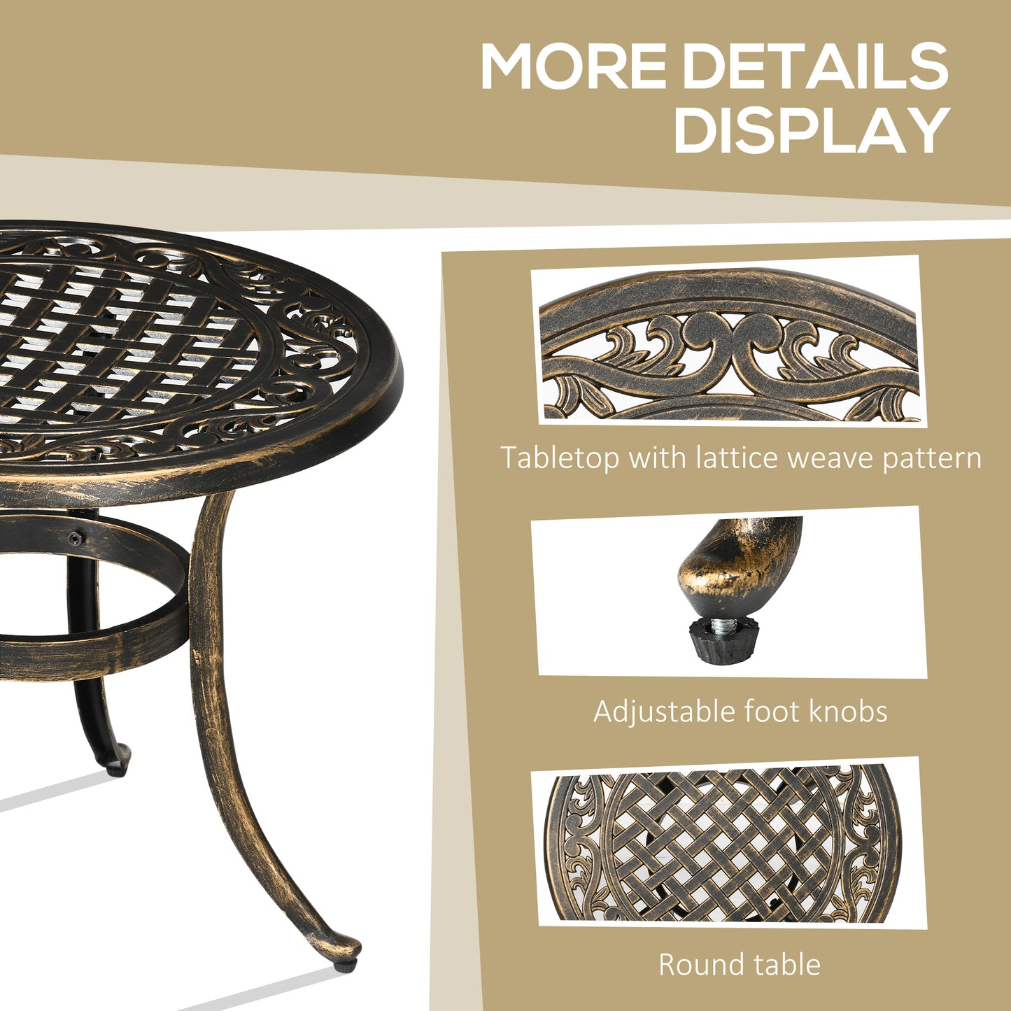 Sani Cast Aluminium Bronze Outdoor Side Table With Anti Slip Feet